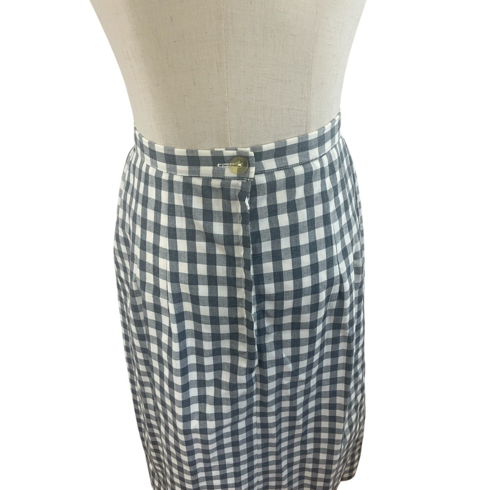 Vintage 1950s Gingham Gray And White Top And Skirt Set Sz S Cotton Button Detail - Picture 7 of 9